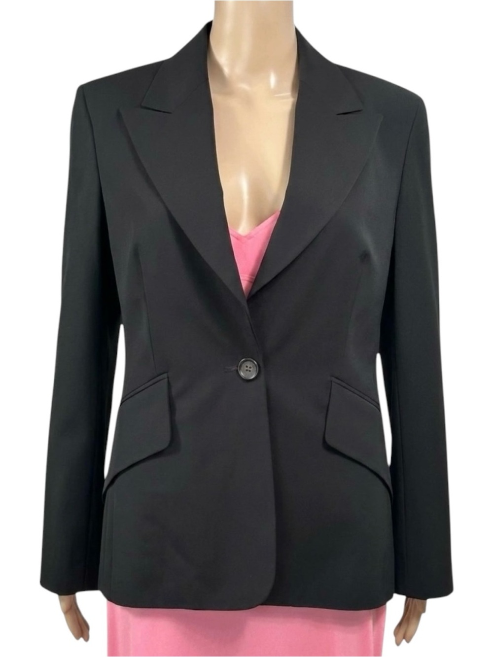 Celine Black Single-Button Tailored Blazer with logo buttons Sz M FR 40